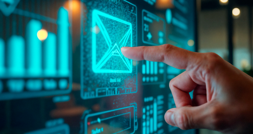 Mão clicando em ícone de e-mail